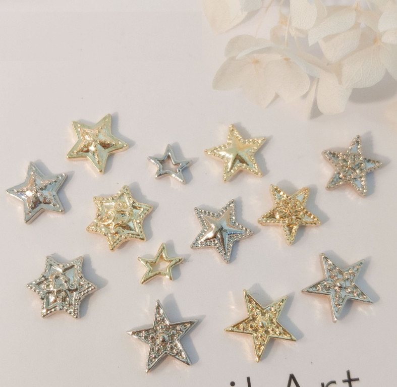 10pcs Silver Gold Alloy Mixed Star Charms Nail Art Jewelry Décor NH9