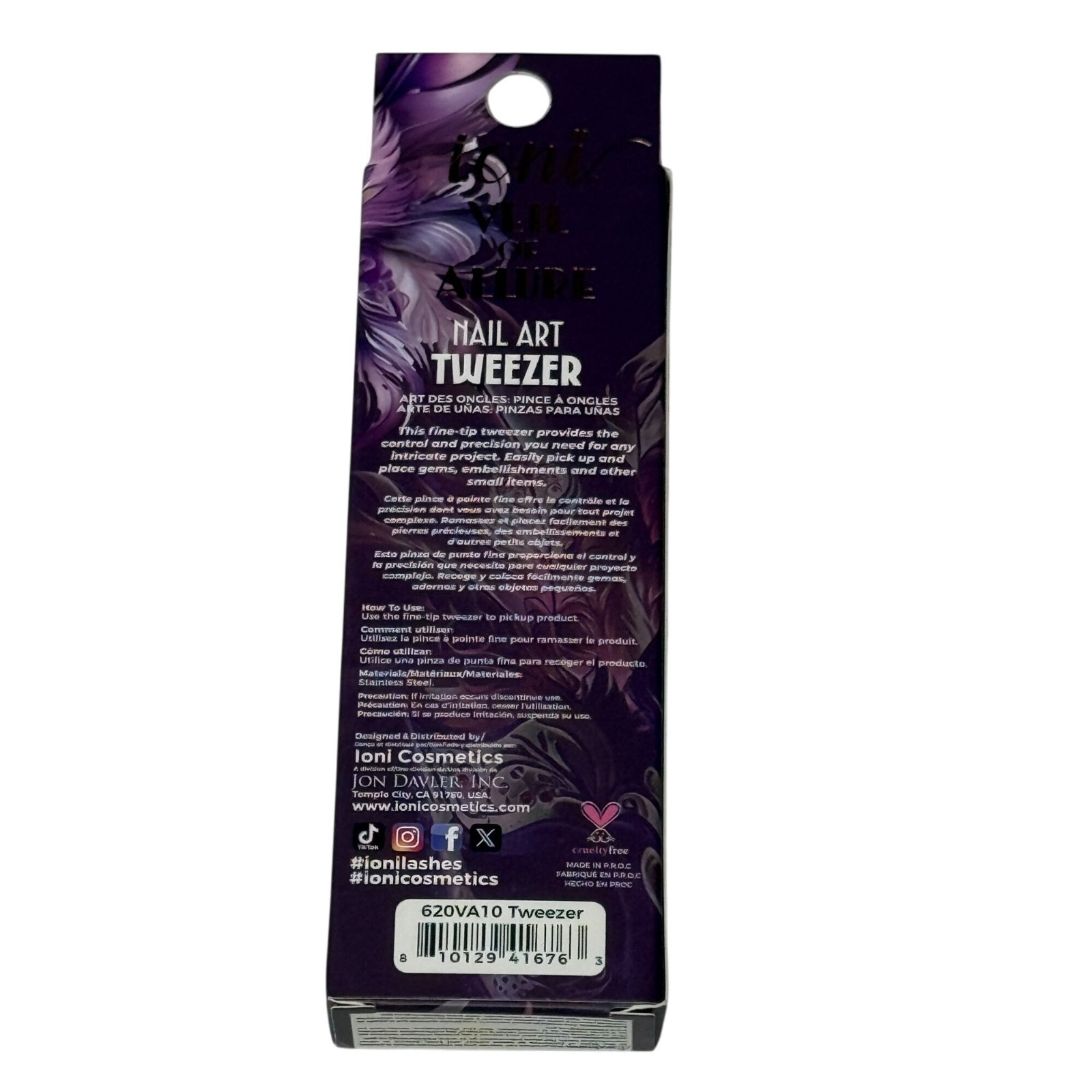 Ioni Precision Tip Gem Picker Tweezers Purple Nail Art Rhinestone Tool