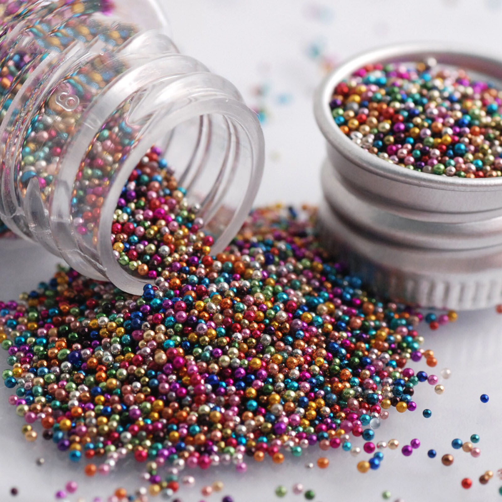 30gram Glass Nail Art Caviar Beads Microbeads 0.6-0.8mm No-hole Storage Box