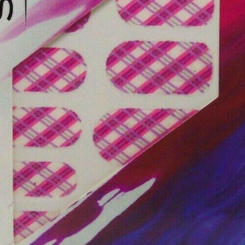Nail Wraps Stickers Strips At Home Manicure Kit Pink Plaid Print Purple Stripes