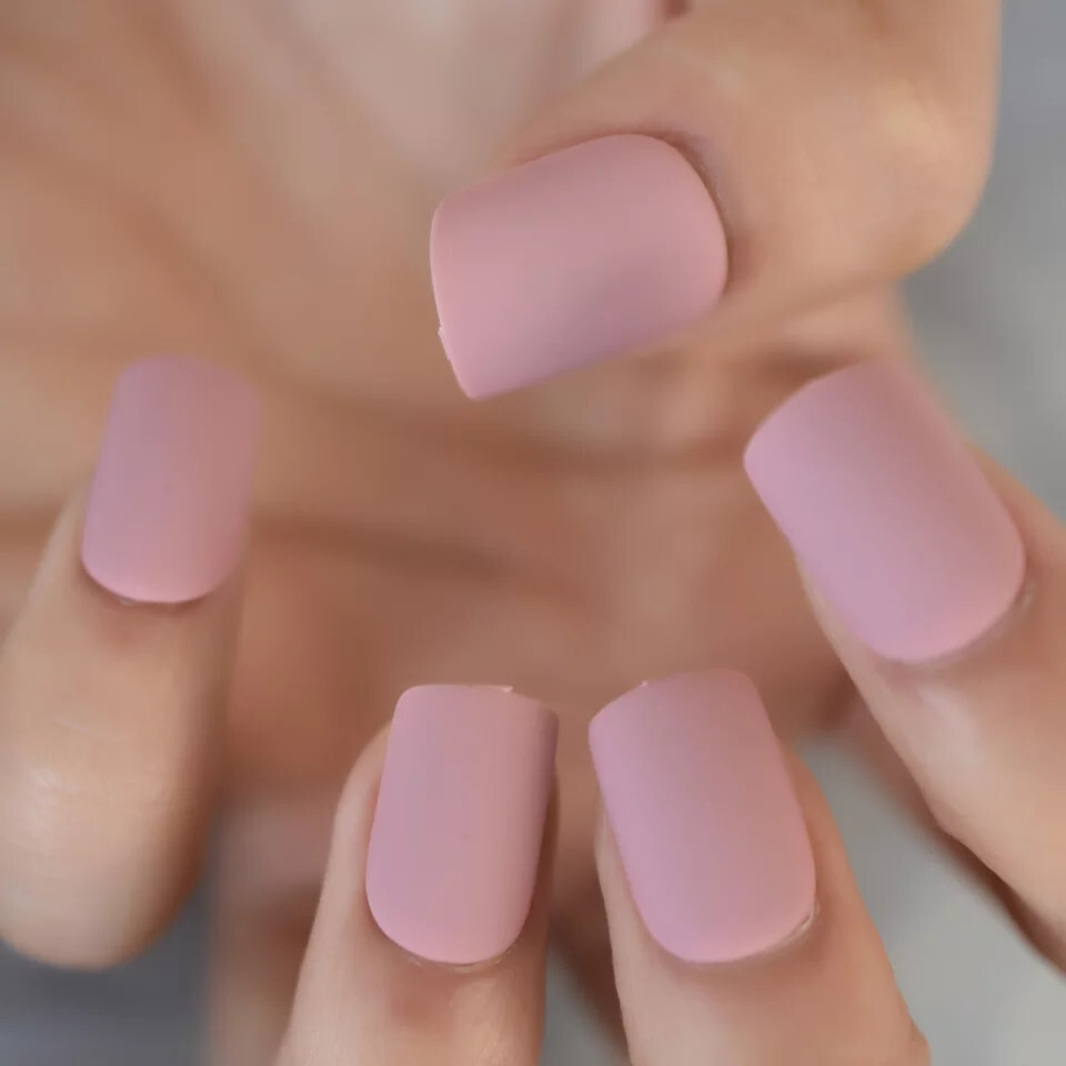 24 Short Press on nail kit w/ glue Soft Dusty Pink Matte Mauve