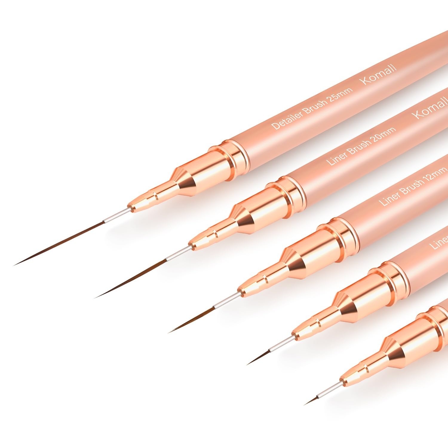 Komall Metallic Nail Art Brushes Set – 5 Pcs Liner Brushes for Detailing