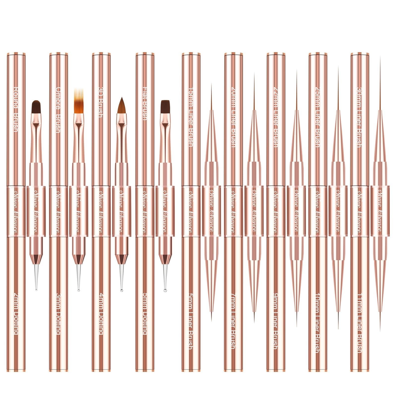 9Pcs Double-Ended Nail Art Brushes Set for Gel Polish & 3D Design, DIY Manicure