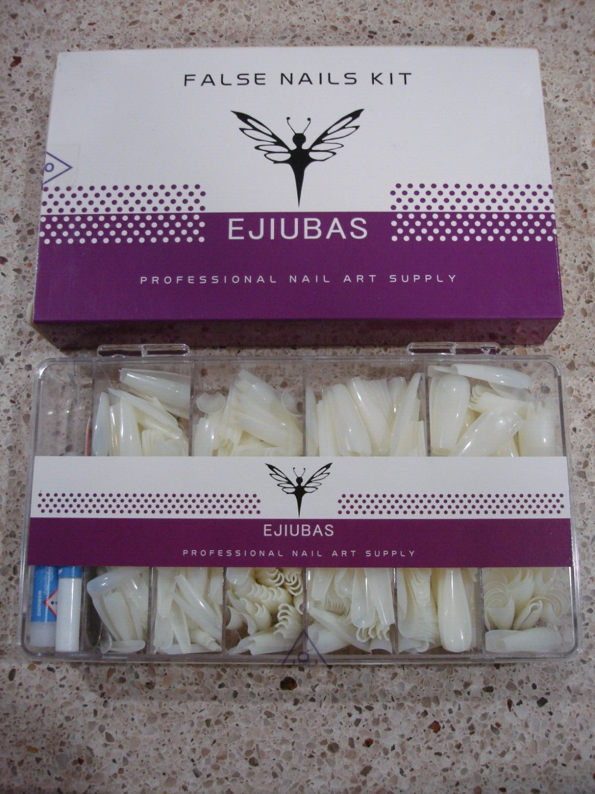 10 Sizes Ejiubas Professional Nail Art Supply Natural False Nail Kit 1,000 Ct.
