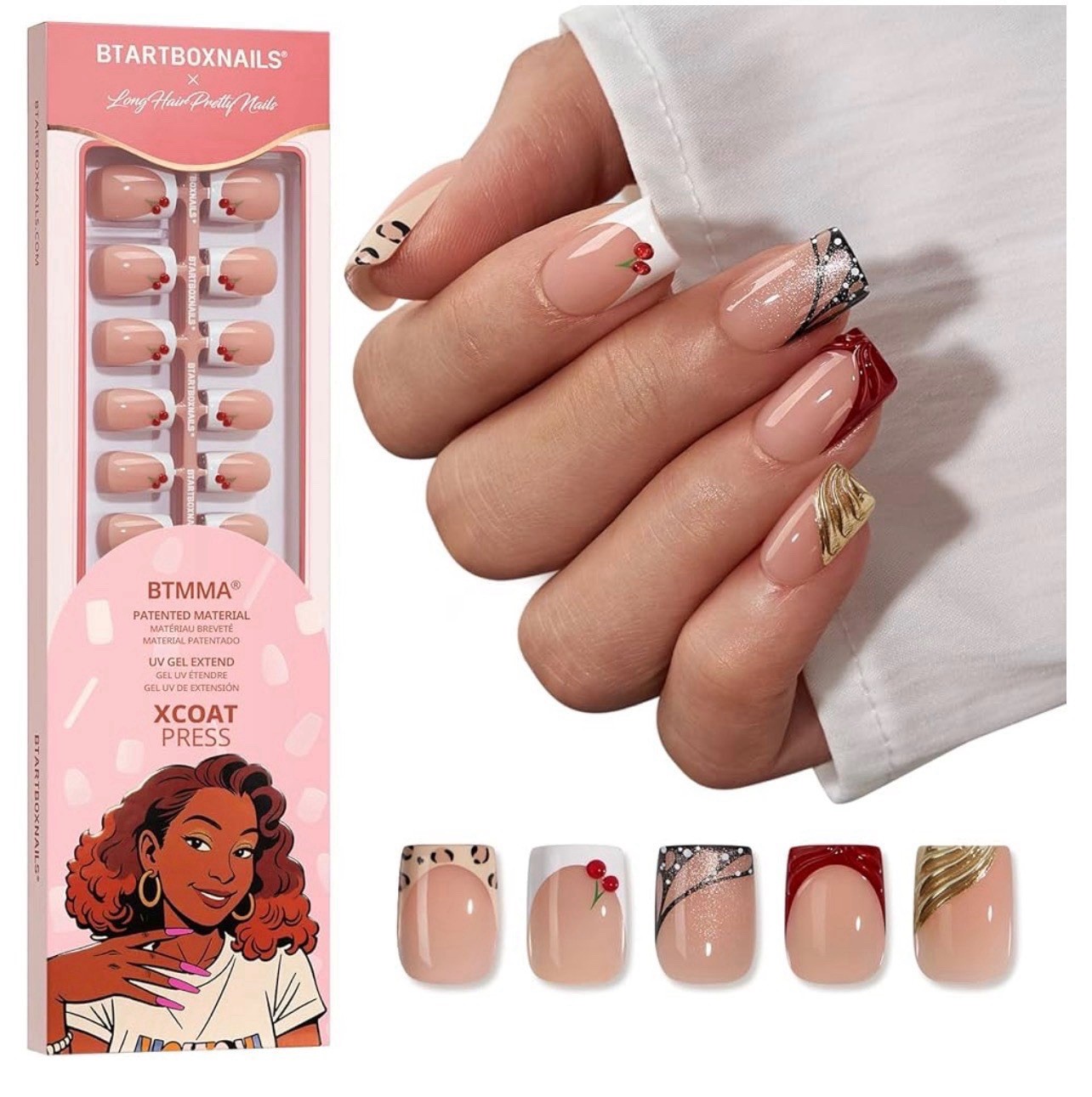 New Btartbox Long Hair Pretty Nails, Autumn Muse, 5 Different Design Collection