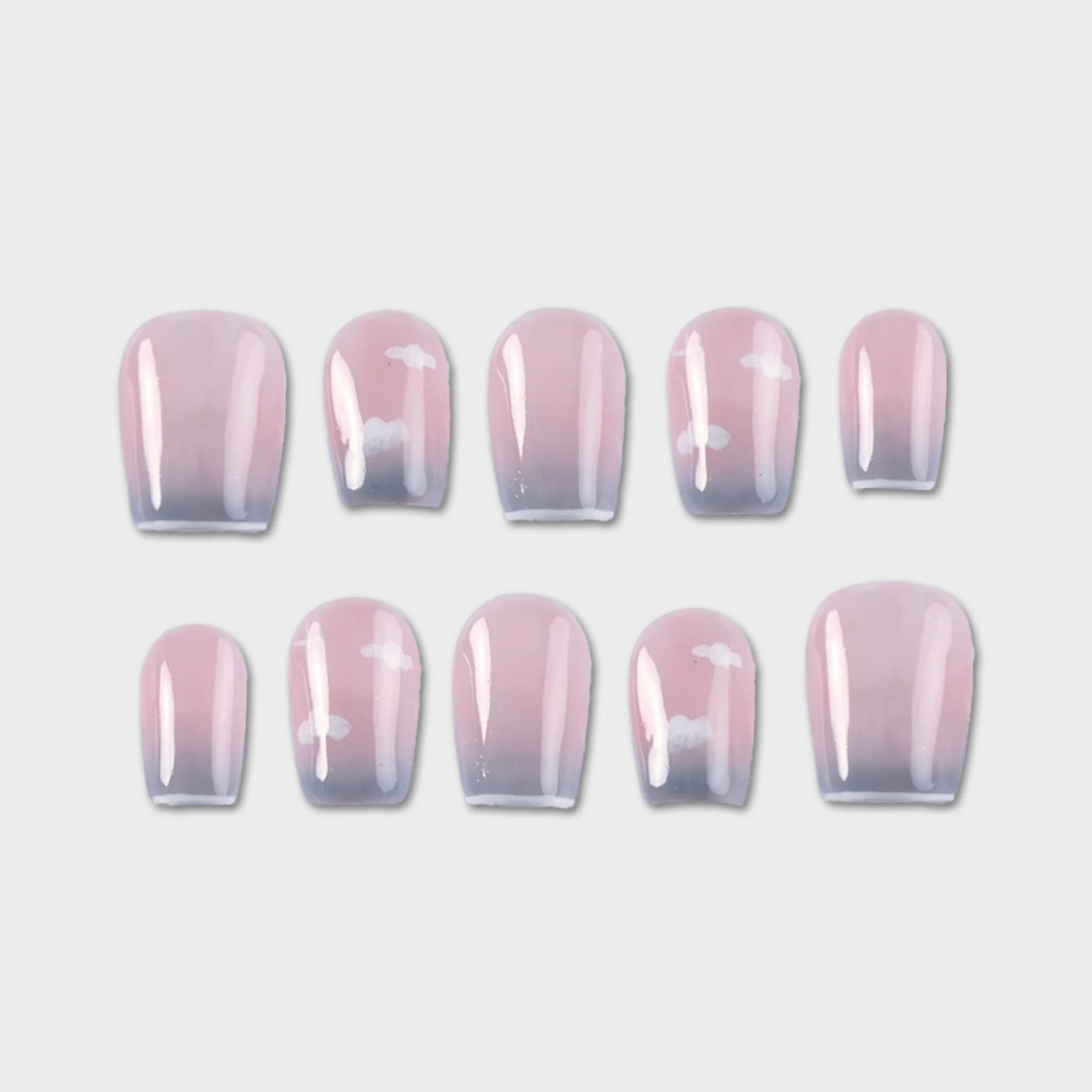 SIYOU Blush Haze Short Squoval Pearl Ombre Press-On Nails 10pc