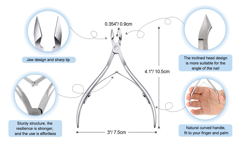 8 Pieces Cuticle Trimmer Stainl Steel Cuticle Nippers Pointed Blade
