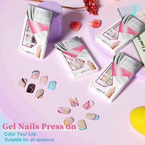 Hot Pink Square Shape Nails Design – Short French Press on Nails – Design