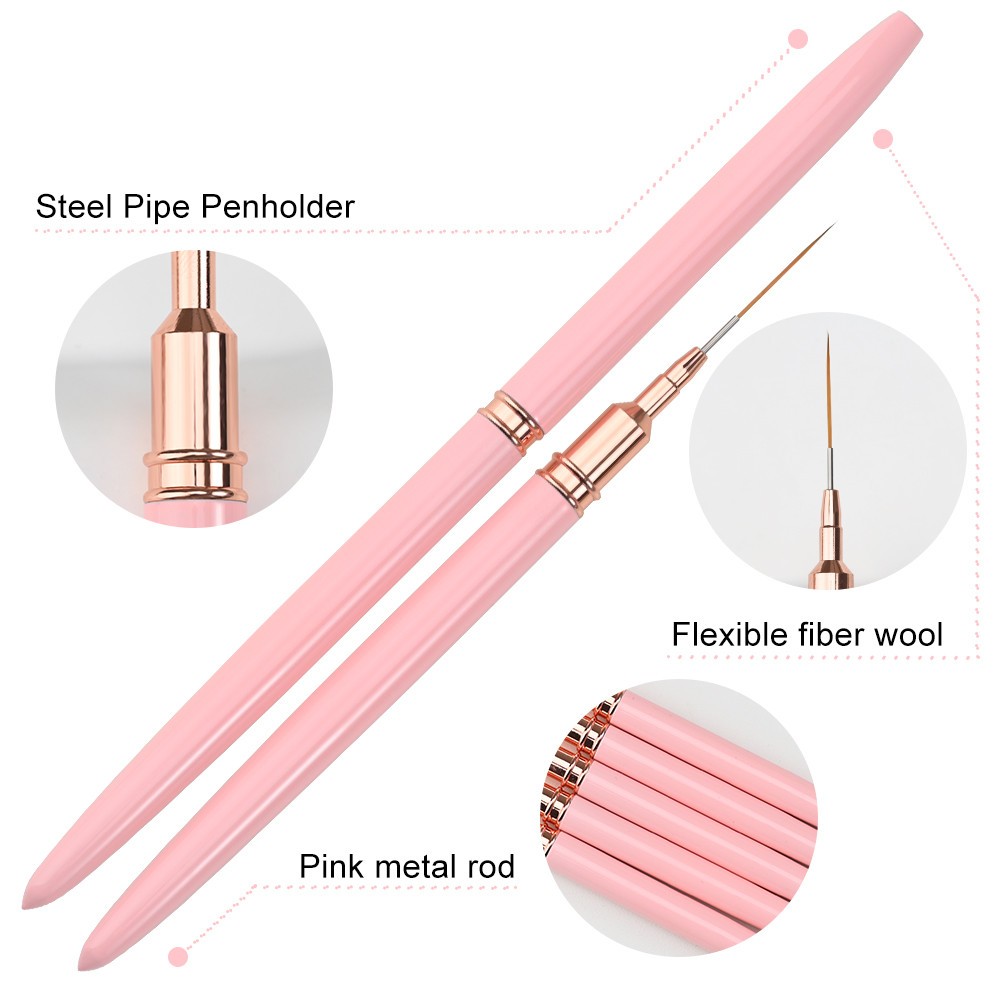 5/10pcs Pink/Black Nail Art Liner/Painting Brushes Ultra-thin Line Drawing Tool
