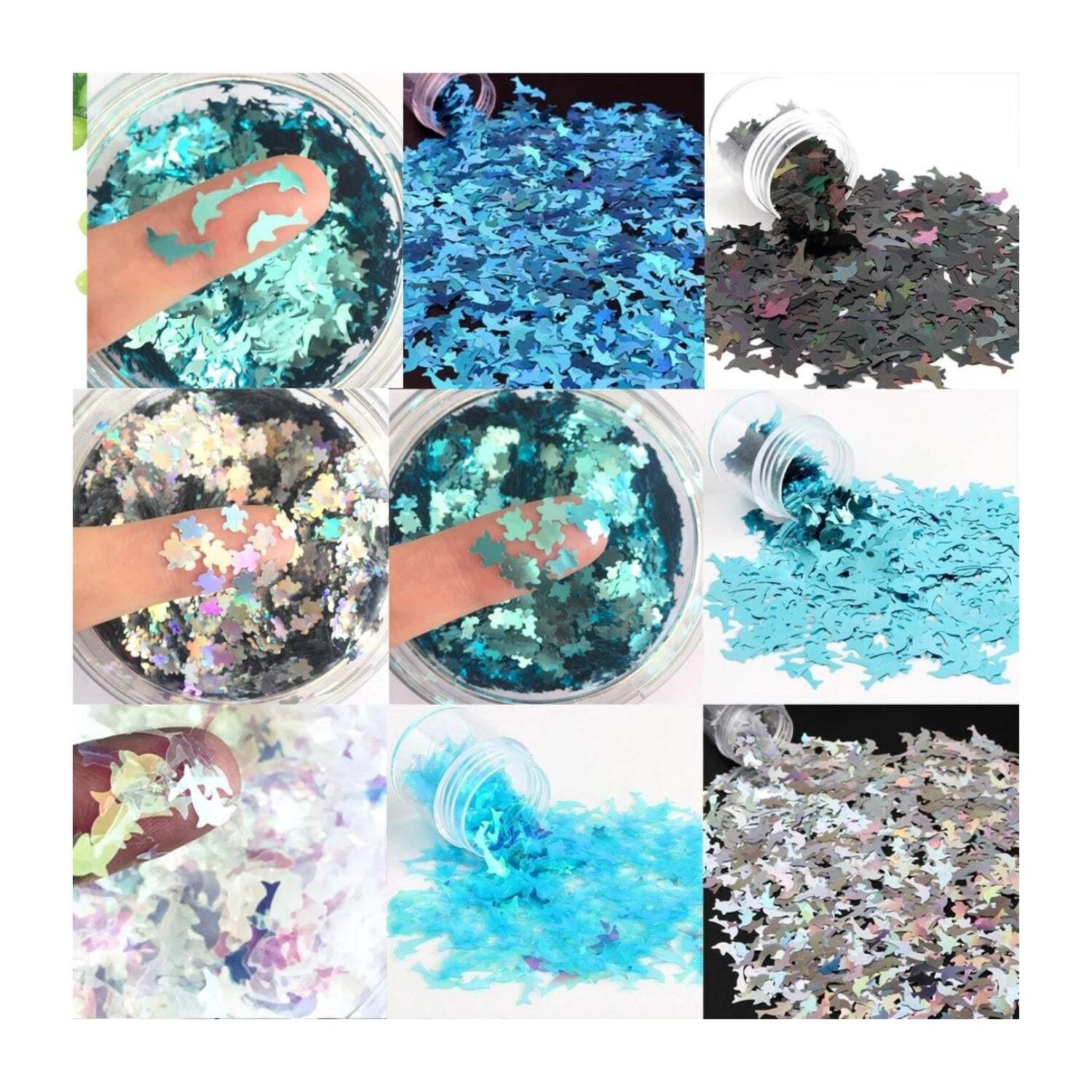 8g Holographic Nail Art Sequins 10mm Dolphin Turtle Glitter Sequin Decoration