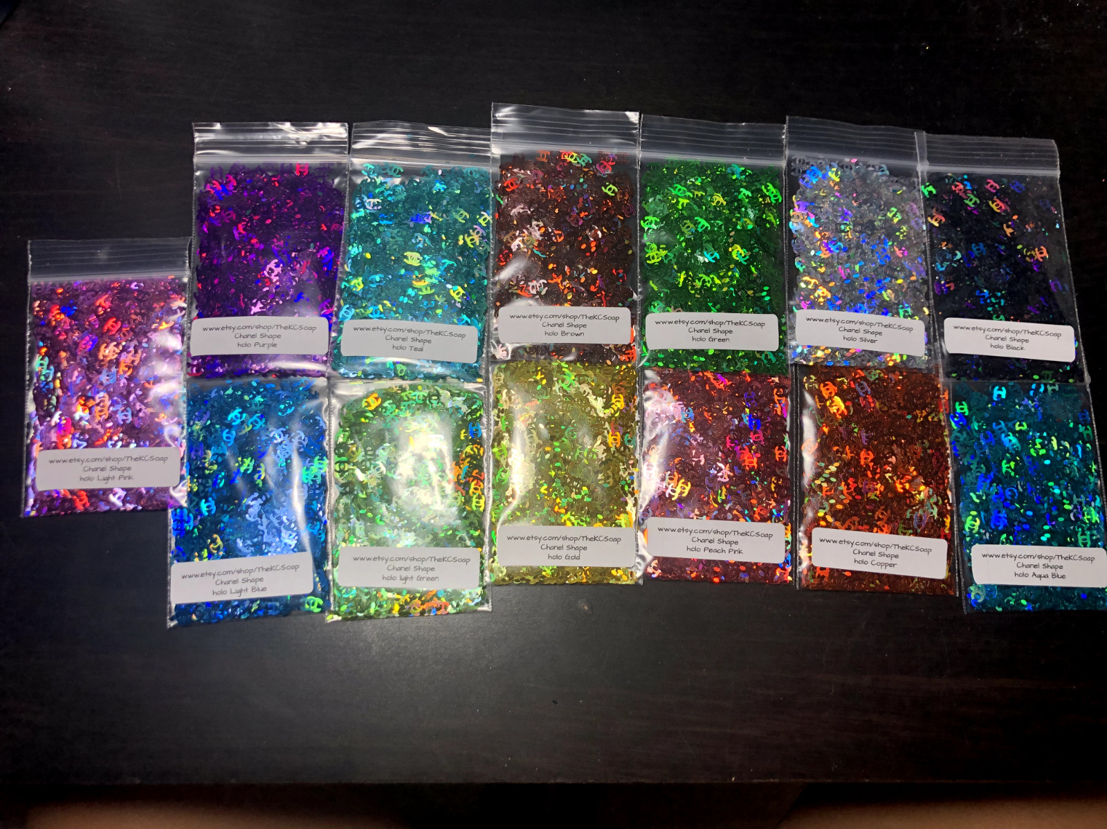 Holographic 13 COLOR Glitter Nail Art Slice letter alphabet confetti C US TSP