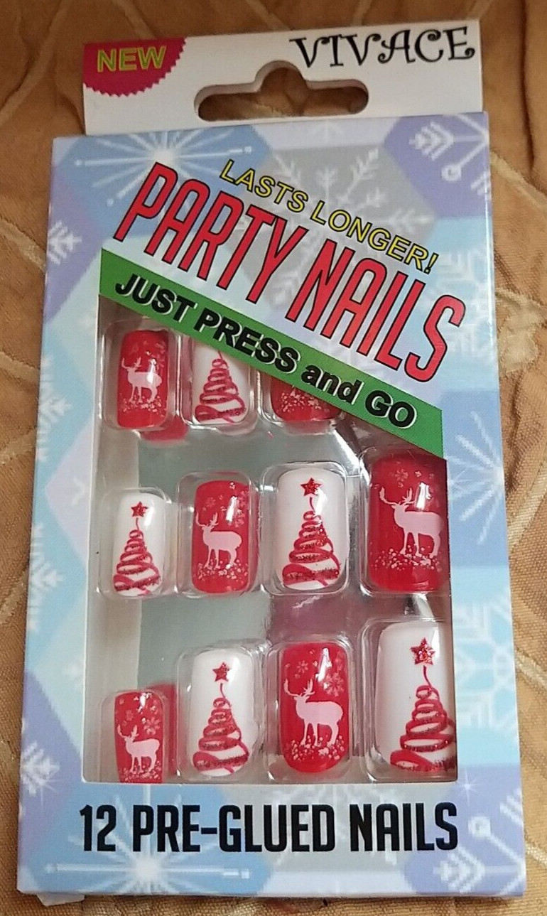Christmas Fake Nails Press on Nails Short Square Nails Set of 4Packs