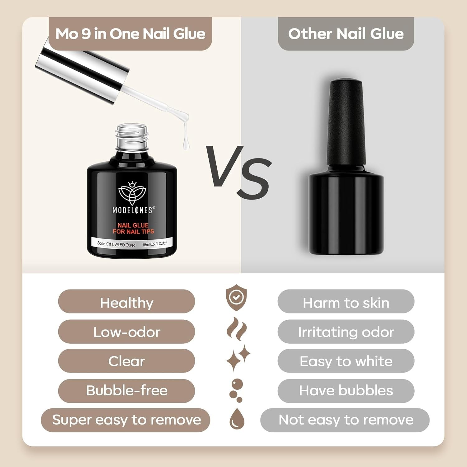 Multi-Functional 15ml Gel Nail Glue – Crystal Clear Finish for Nail Art Mastery
