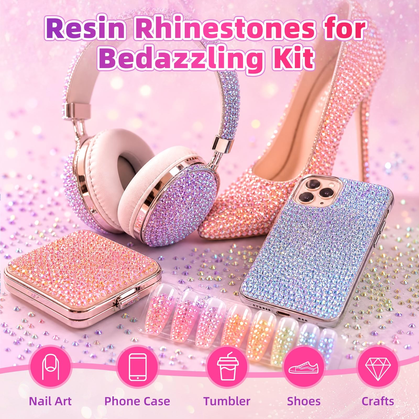 18000Pcs 40 Colors Resin Jelly Rhinestones Kit, 4mm Flatback Rhinestones with…