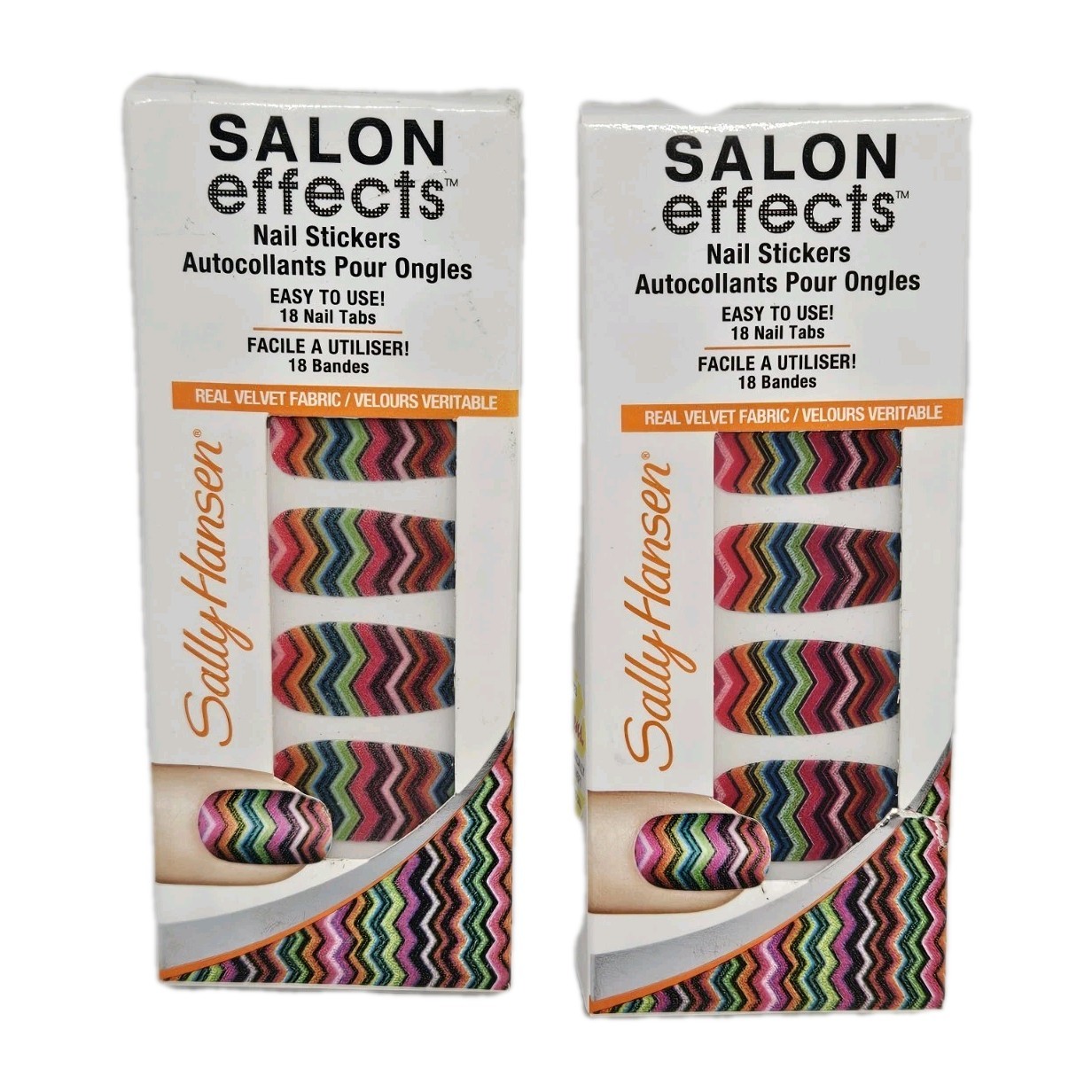 Sally Hansen SALON EFFECTS Nail Stickers 18 Nail Tabs 140 FAB-RIC (LOT OF 2)