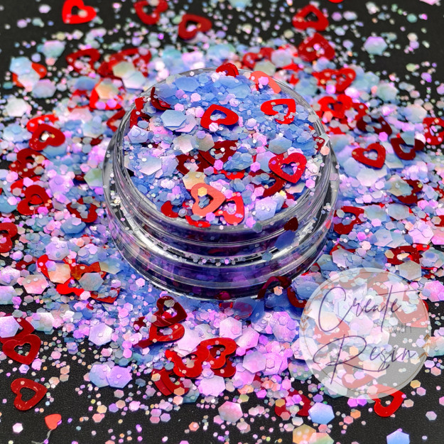 Heart Glitter Mix for Epoxy Resin 20g Nail Art Slime Shaker Craft, UK Resin Supp