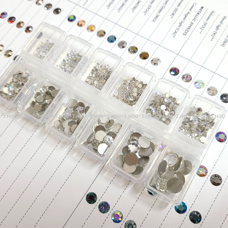 Swarovski 2088 Flatback Rhinestones Crystal Nail Art Set 595pcs Storage Case