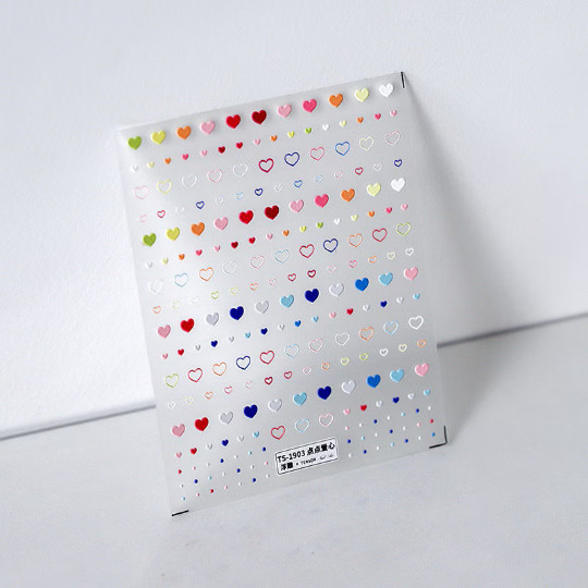 5D Colorful Heart Nail Stickers, Self-Adhesive Nail Stickers, Point (439)