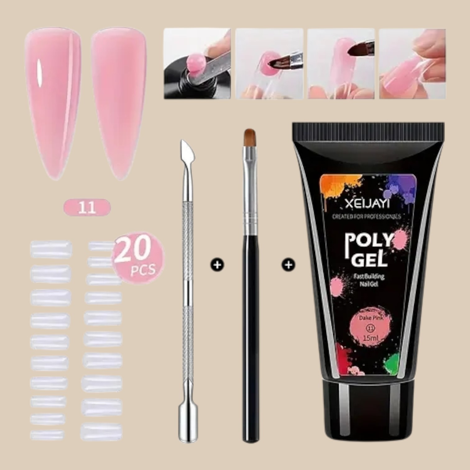 POLY-GEL COMPLETE NAIL SET WTIH UV LAMP