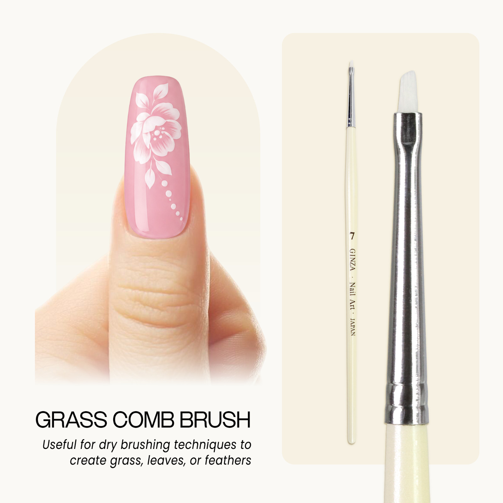 Ginza Professional Acrylic Angular Shader Nail Art Brush with Wooden Handle