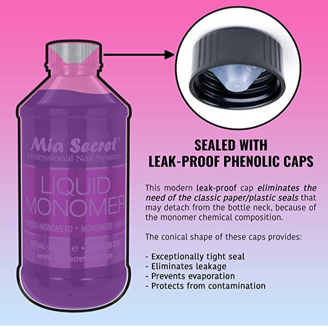 Mia Secret Liquid Monomer 8 oz. Professional Acrylic Nail System – MMA FREE – Ma