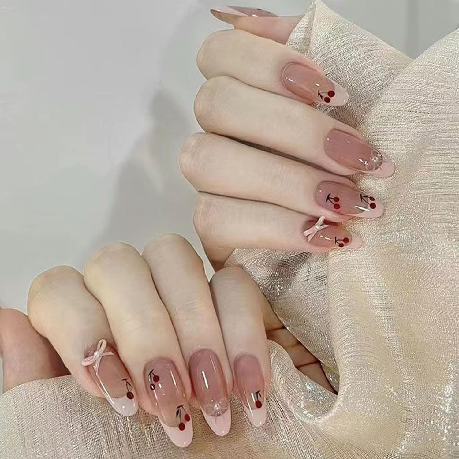 120 Pcs Acrylic Almond Full Cover Nail Tips, Clear Medium Almond Tips Half Matte