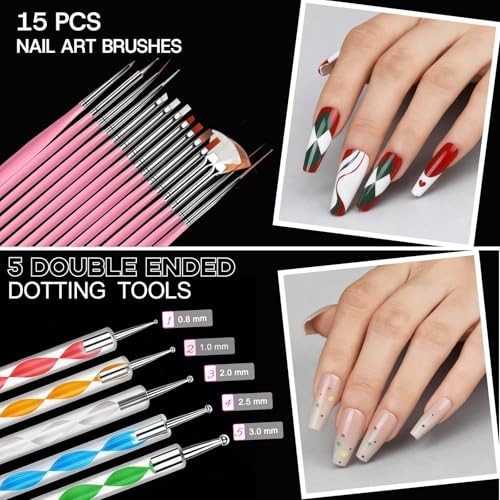 Acrylic Nail Kit for DIY Nail Art – Clear Coffin Tips, Charms, Stickers & Tools