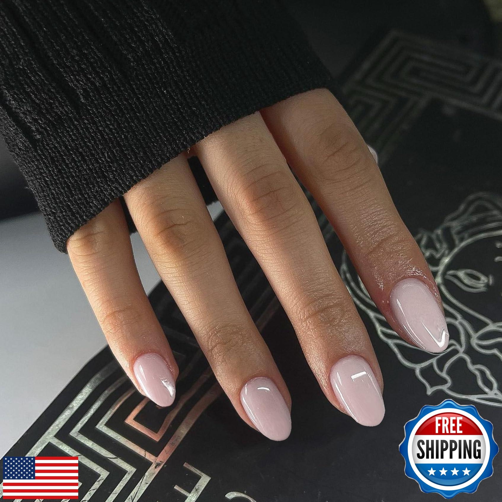Dusty Baby Pink Press on Nails Short Oval Round Nails Glue on, SXVME Short Fa