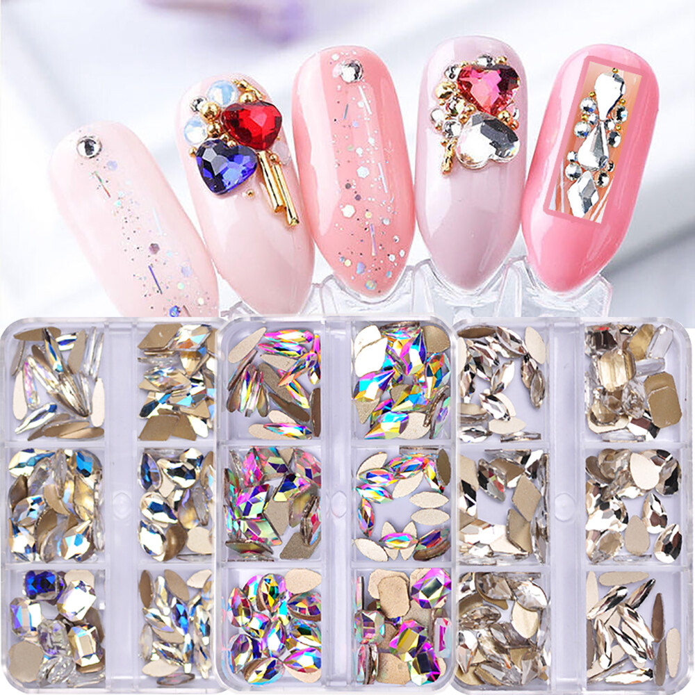 1 Box Mix SHAPE Colors Crystal Rhinestone Diamond NON hotfix Nail Art Decoration