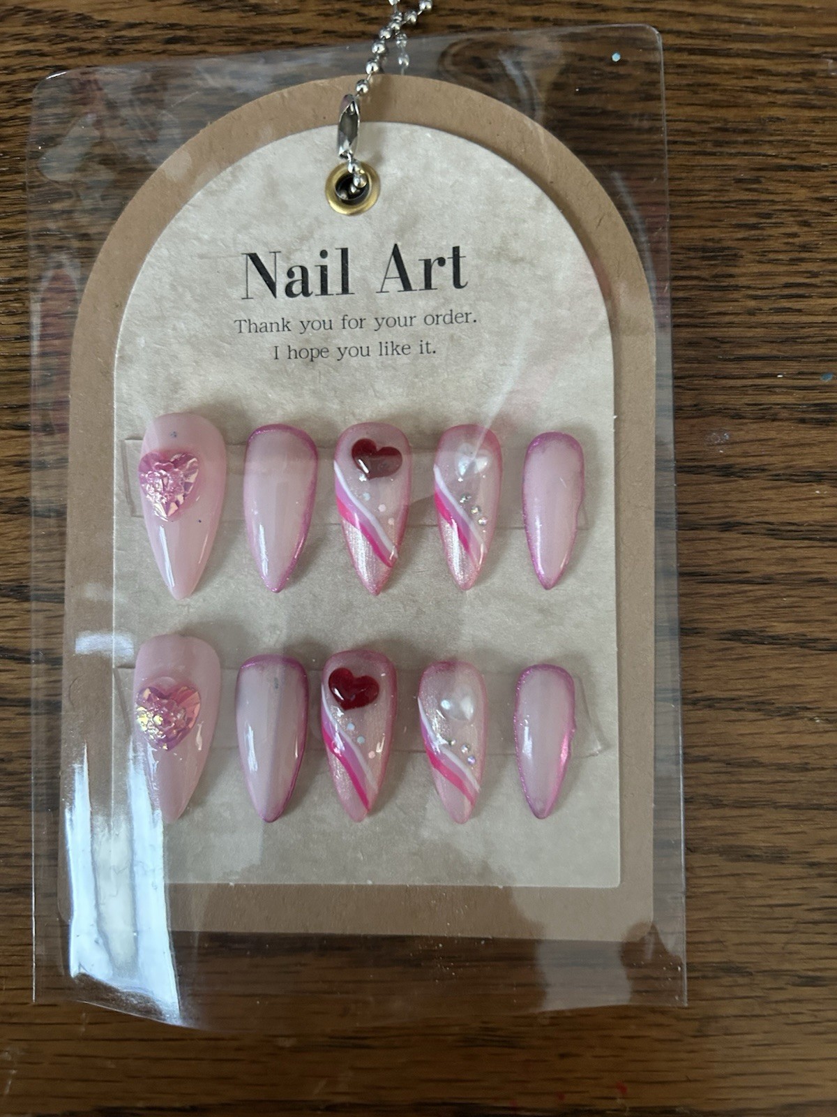 Z NAILZ! Handmade M Stiletto Pink Love/Valentine Press On Nails