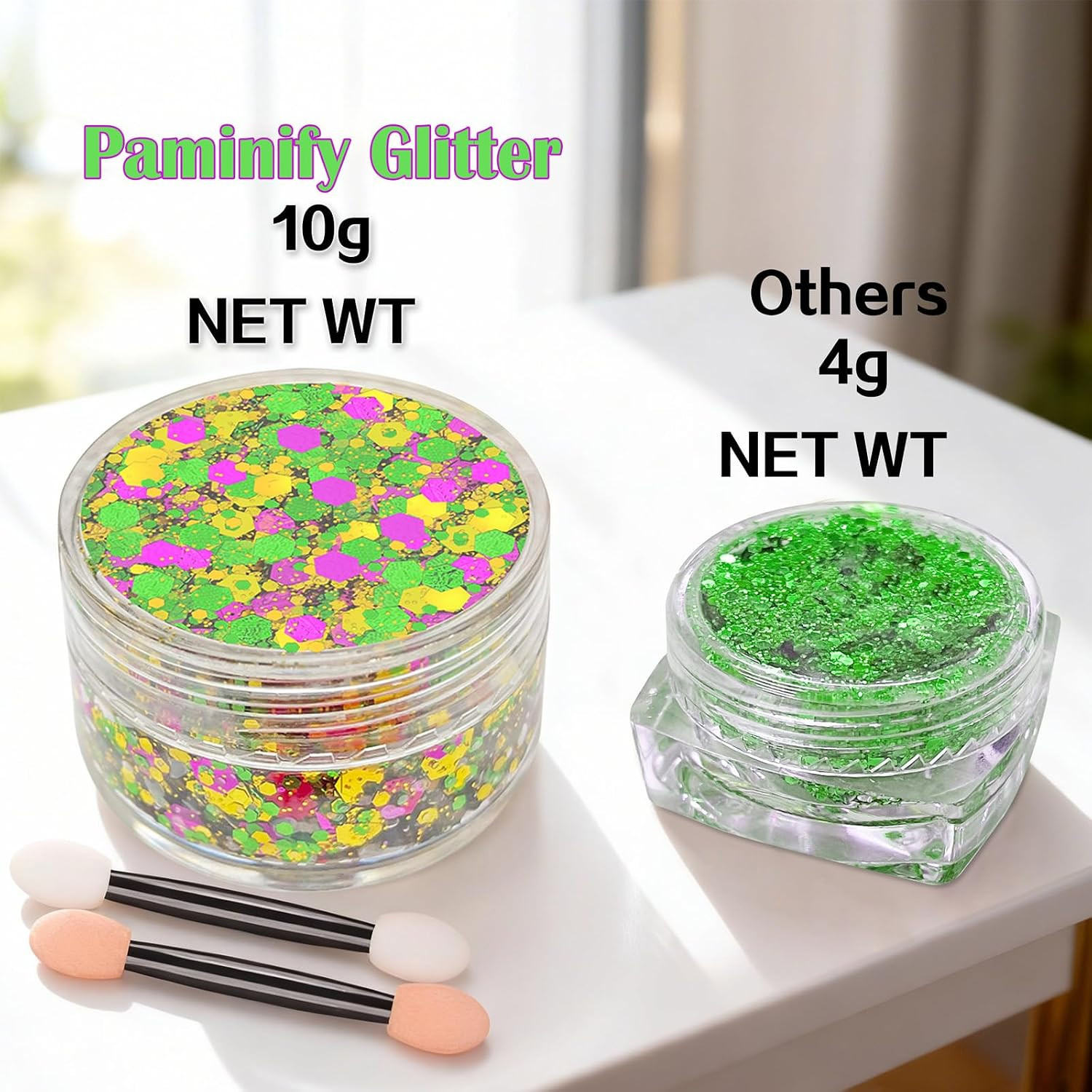 4 Jars Mardigras Face Glitter,Purple Green Gold Body Hair Glitter,Self-Adhesive