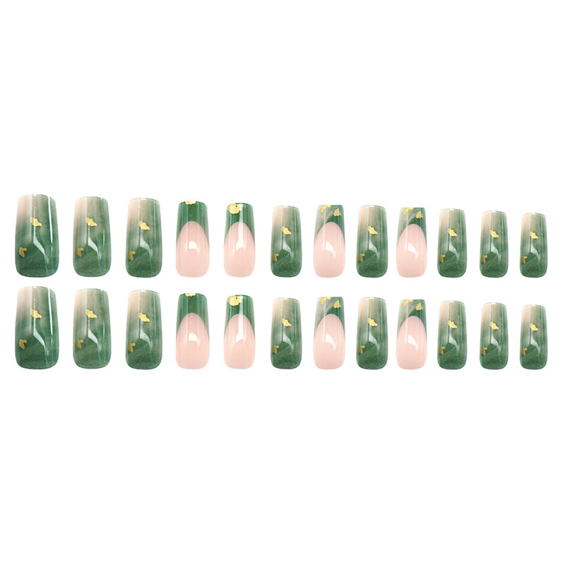 Wearable Fake Nails Bling 24Pcs Designs Medium Long Coffin Decor False Nails