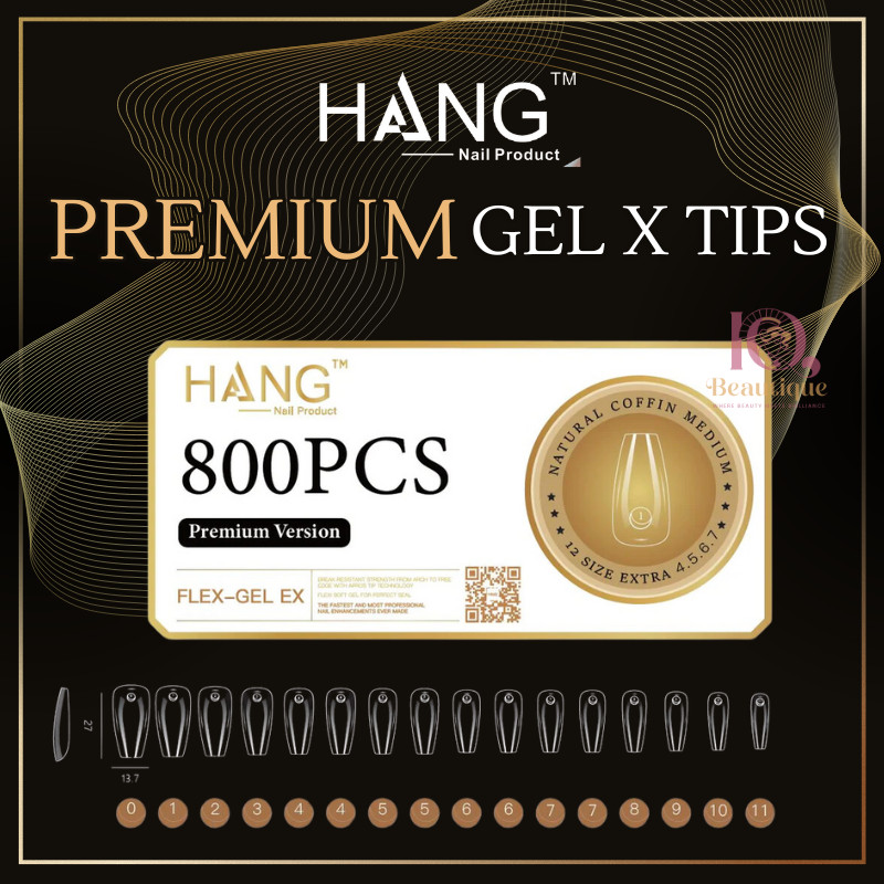 Hang Premium Version Flex-Gel X Tips Box – Coffin Medium (800ct)