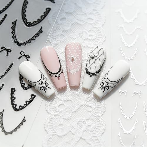 French Line Nail Art Stickers Aesthetic Lace Lines French Tip Nail Stickers