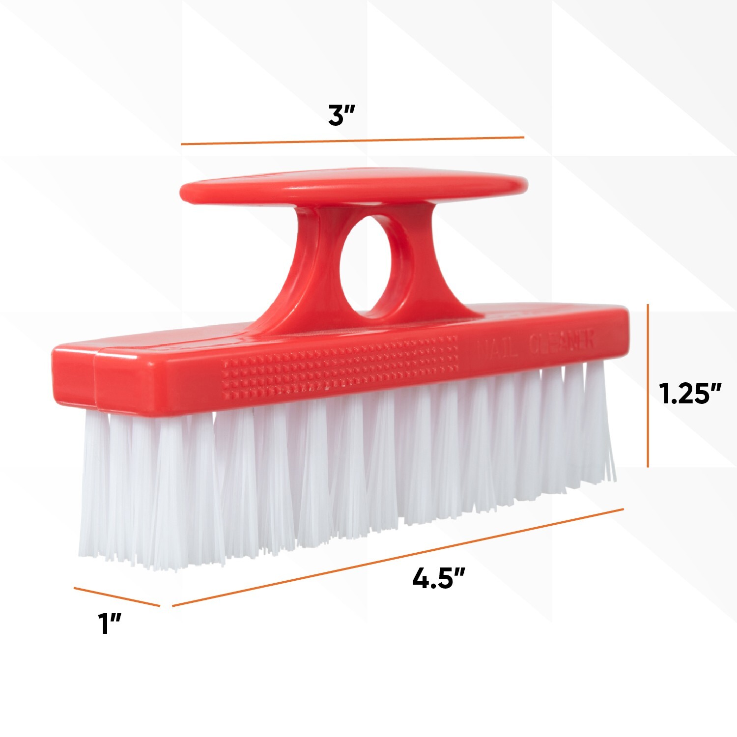 Superio 2 Pack Heavy Duty Nail Brush with Handle, Stiff Bristles – Grey and Red