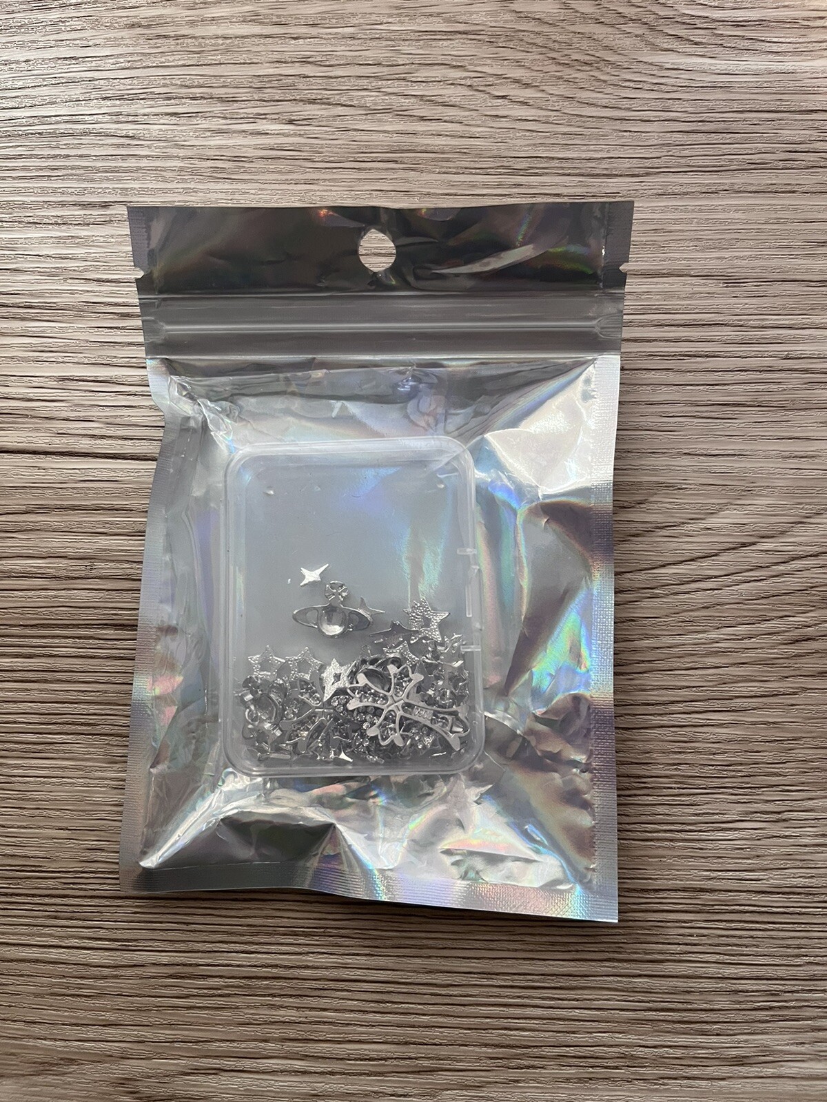 42PCS 3D Star Nail Charms and Gems Silver Tone, Rhinestones for Nails NEW