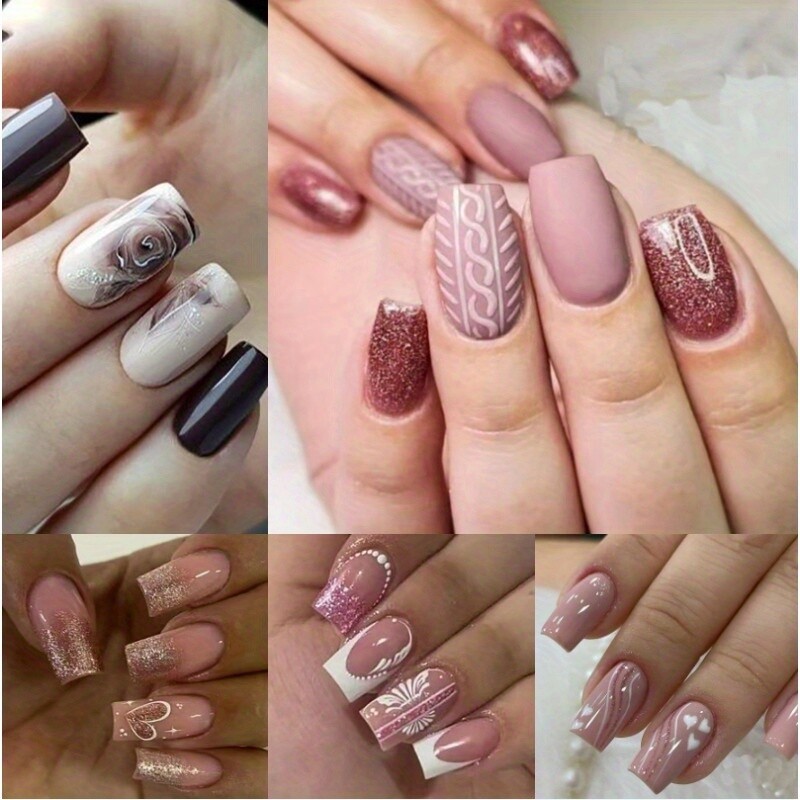 Marble Print Embossed Studded Heart Floral Pattern with French Point and Sticky