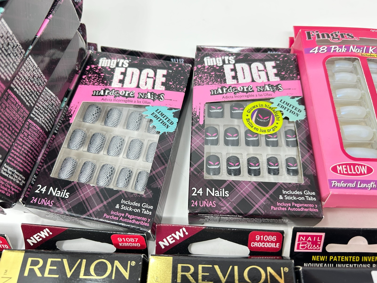 Large Y2K Lot of Assorted Glue-On Fashion Nails and Nail Applique Strips