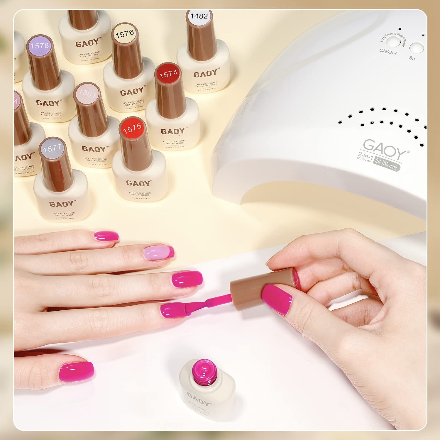 GAOY 42 Pcs Gel Nail Polish Kit, Pink White Red Jelly Nude Colors All Seasons…