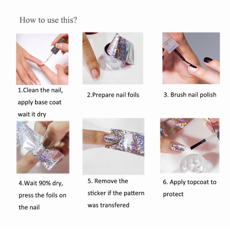 Transfer Foil Holographic Nails Wraps Transparent Stickers Shiny Nail 4pc x 20cm