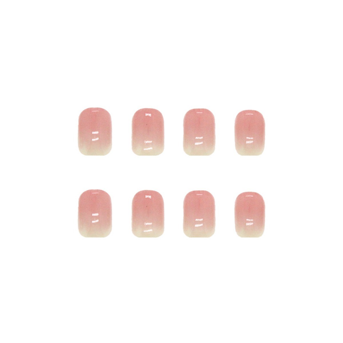 48Pcs-Short Square Pink White Gradient Shiny Glitter Nude Press on Nails