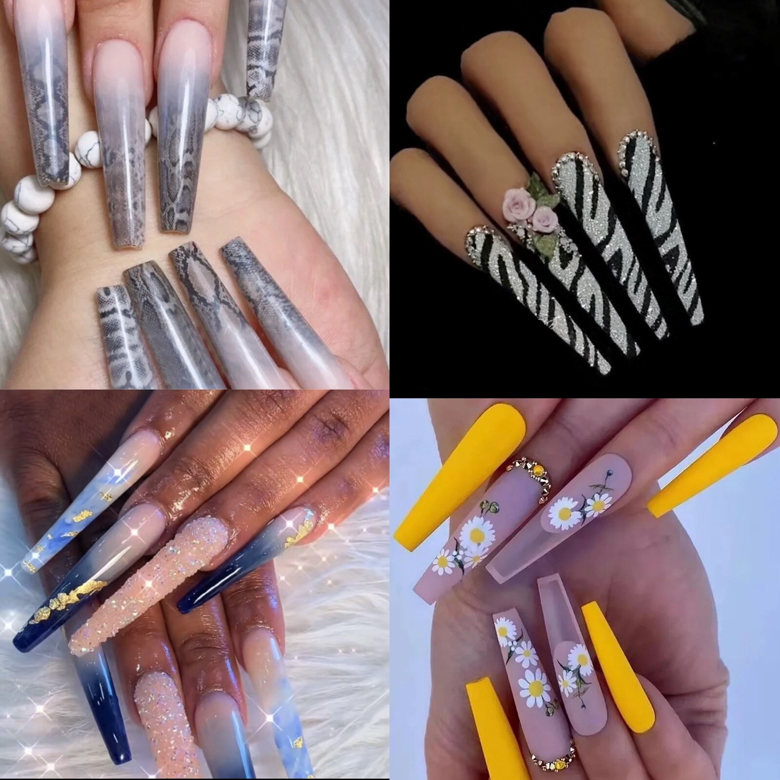 Medium~XXL~4XL Sizes Ballerina False Nail Tips Full Cover Long Artificial Nails