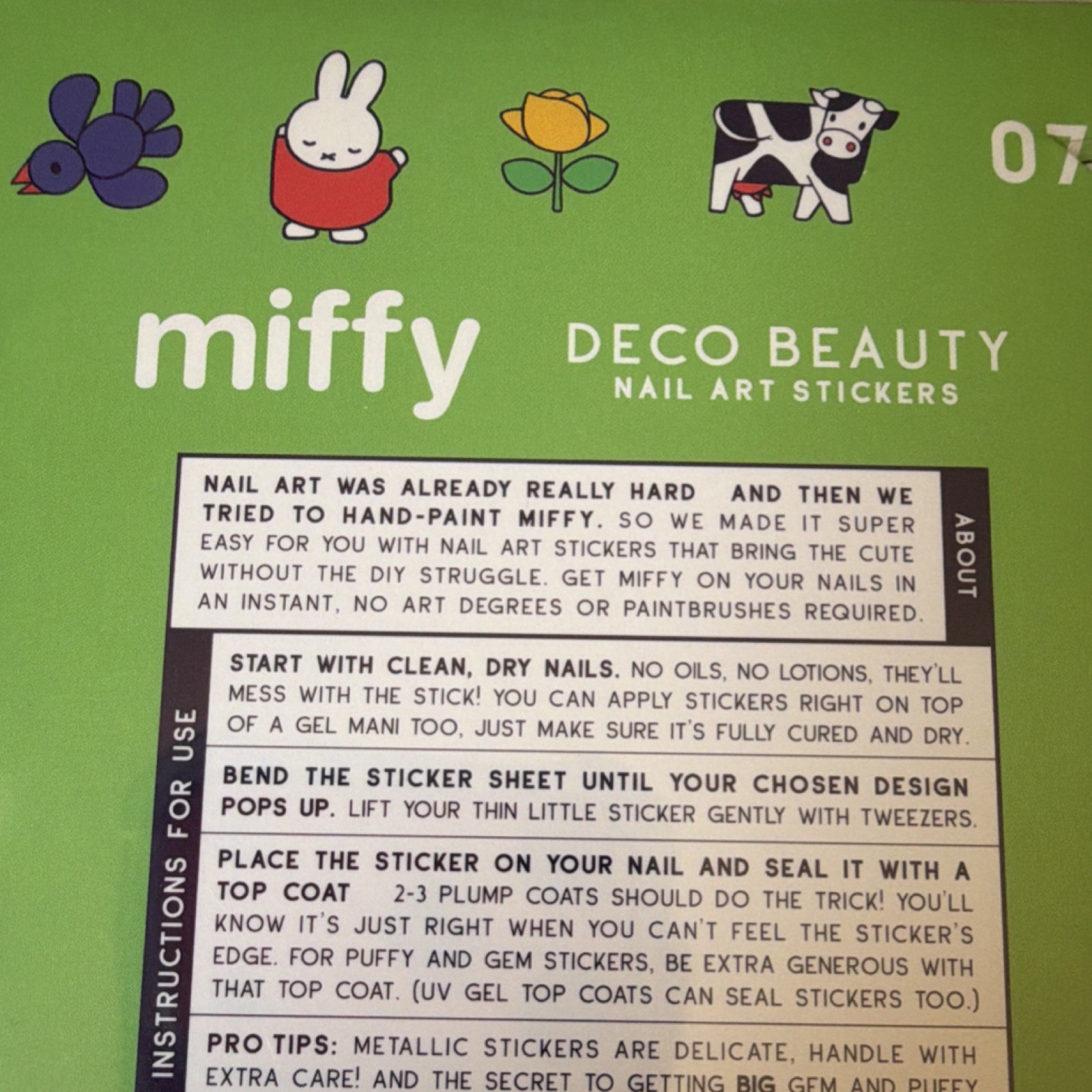 miffy Nail Art Stickers Animal Theme Vegan Cruelty-Free Multicolor at the Farm