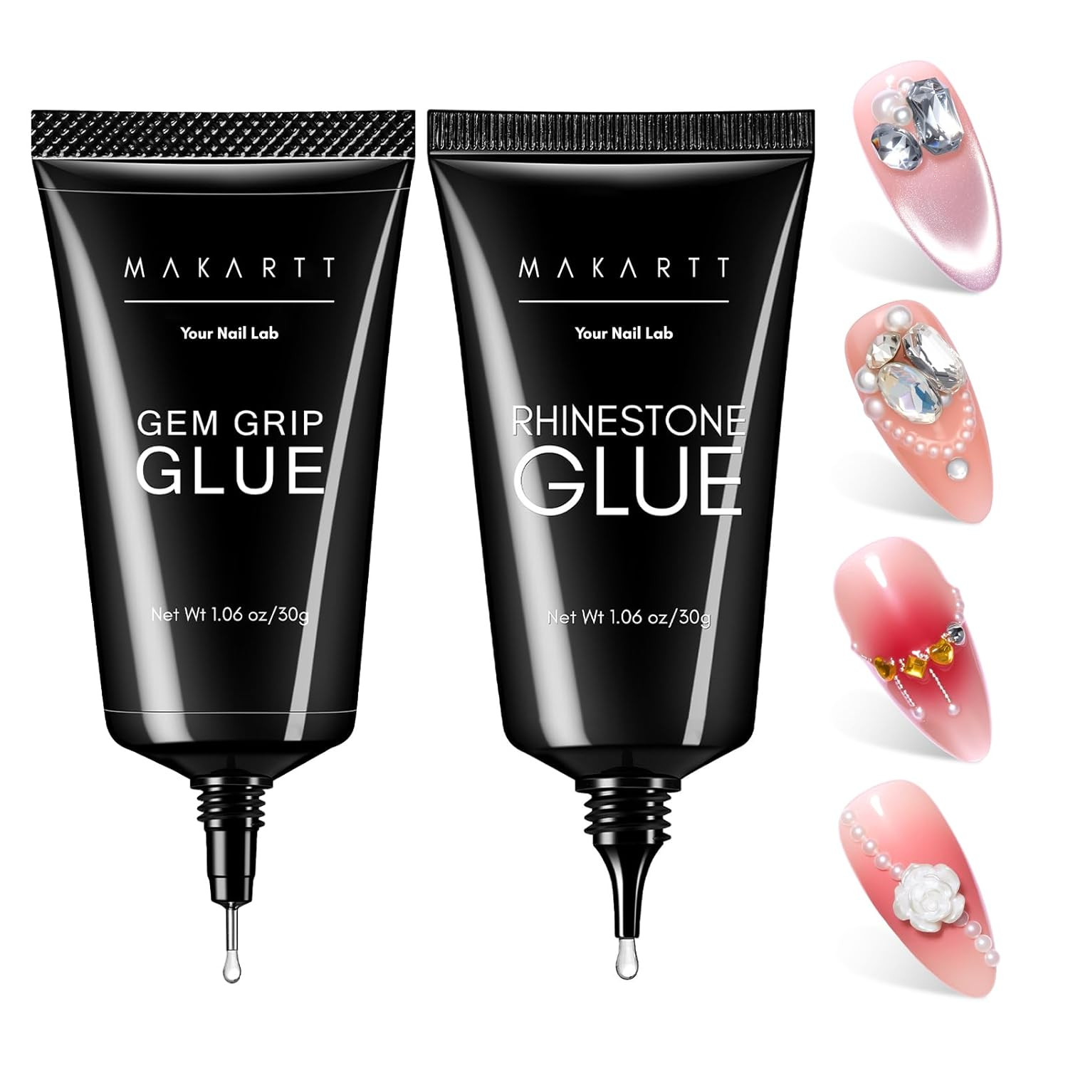 Nail Rhinestone Glue Set – Gel Nail Glue for Rhinestones, 3D Art Design Super St