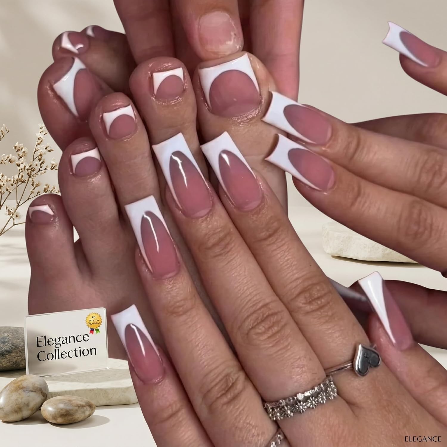 Glossy French Press On Nails For Fingers Toes Salon Long Lasting Manicure Set