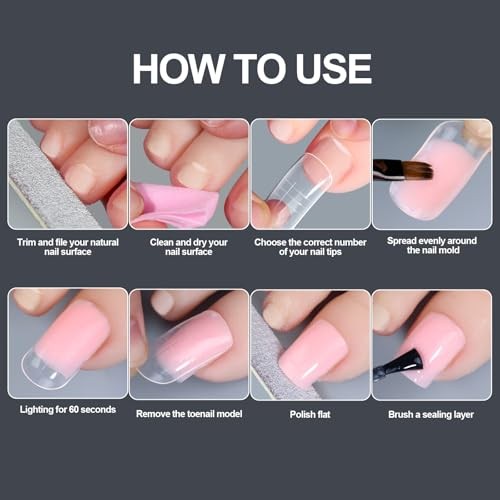 Dual Toe Forms – Poly Extension Gel Toenail 300pcs Reusable Full Square Toenail
