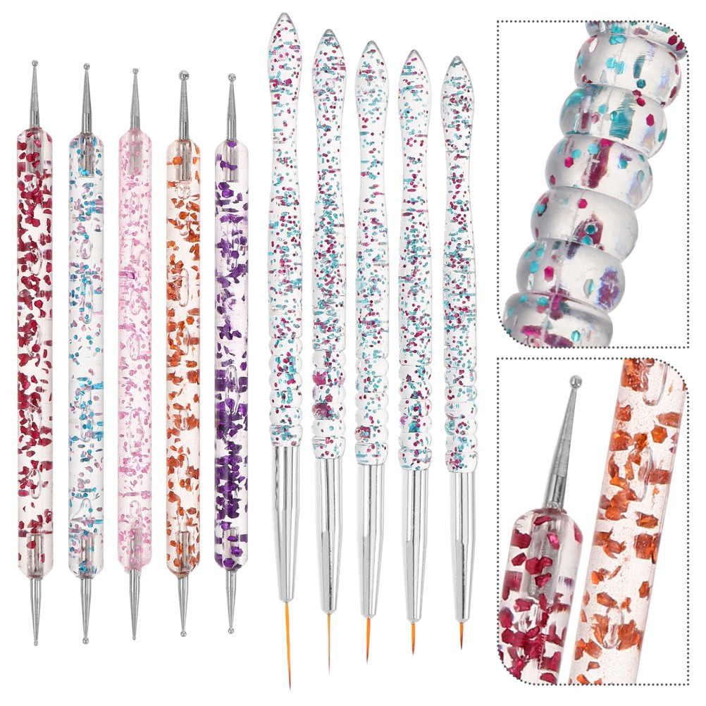 10 Pcs Nail Dotting Pen Nails Art Marker Pens Tool Dual-line Contour