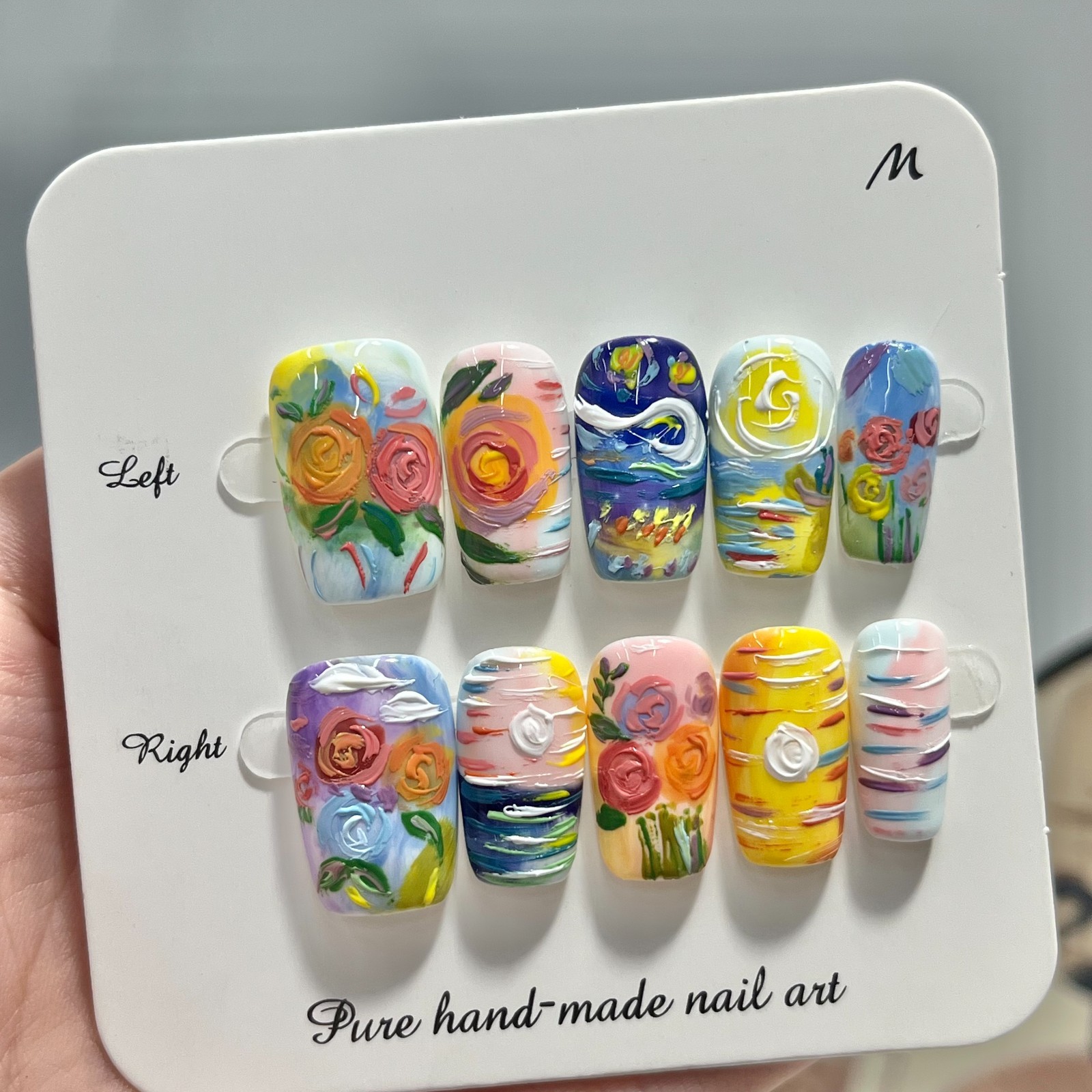 Abstract Oil Painting Van Gogh Inspired Handmade Press On Nails