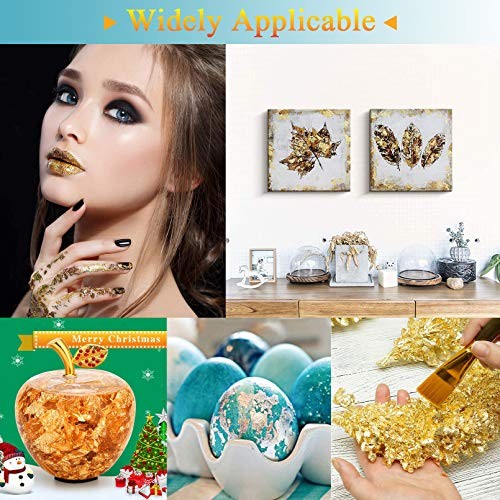 Gold Foil Flakes with Tweezers and Brush, 3 Colors Imitation Gold 3color-9g