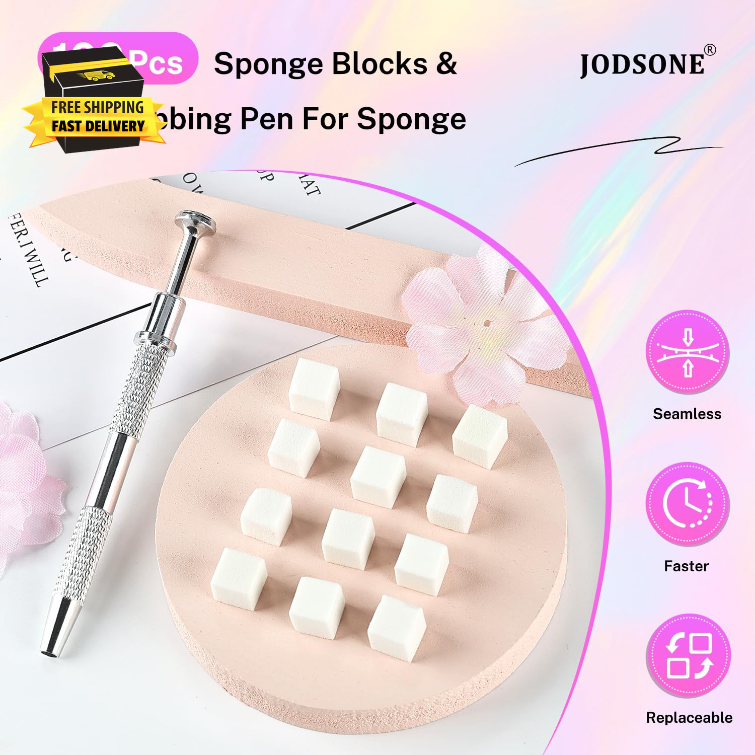 100PCS Soft Nail Sponges Tool with 1PCS Grabbing Pen Professional Accessories Ma